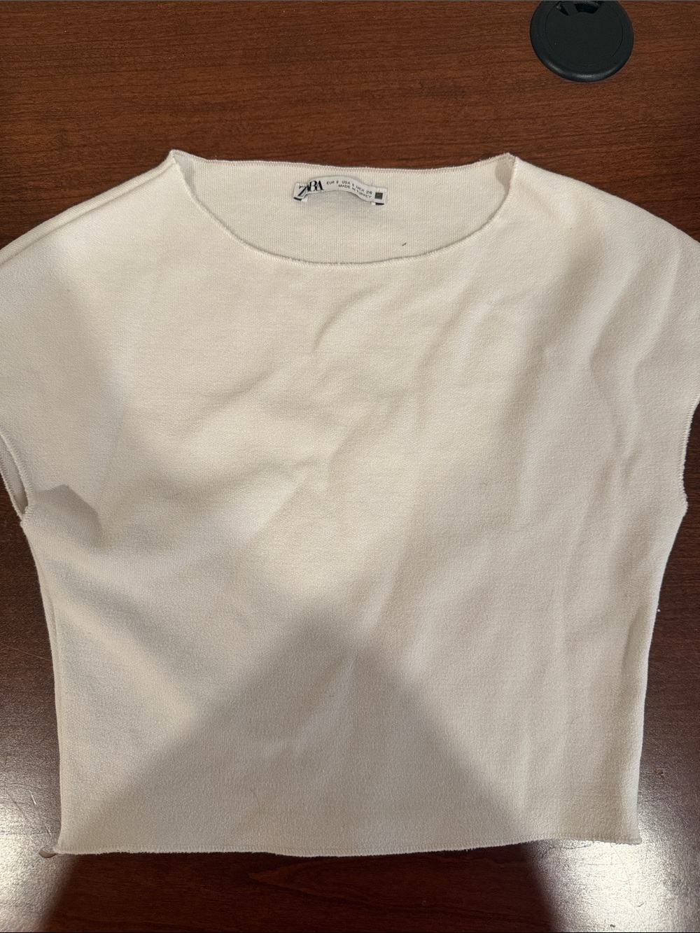 Zara Cream Sleeveless Knit Crop Top
